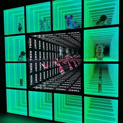 Casco de pantalla de espejo infinito para muebles de salón de exposiciones tienda de ventas personalizada