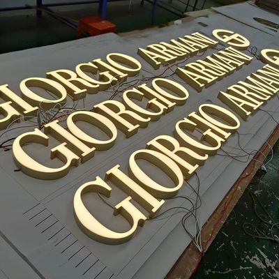 Logotipo personalizado caracteres luminosos con acrílico de acero inoxidable iluminación de tira LED
