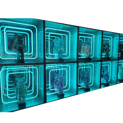 Tamaño personalizado Fashion Light Up 3D LED Infinity Mirror Display Case para artículos de moda