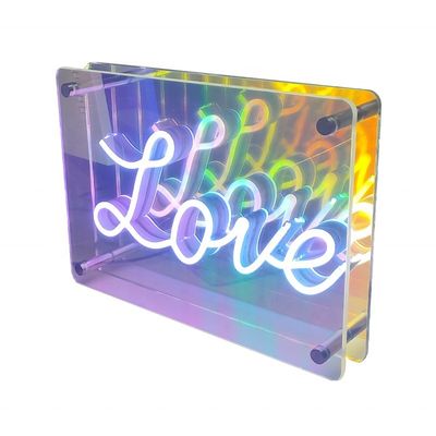 Indicador de espejo de LED infinito personalizado con material acrílico y diseño de caracteres mini luminosos