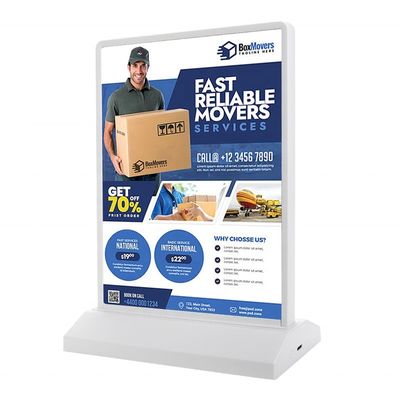 Boxeo de luz LED vertical de doble cara para menús de restaurantes en colores personalizados