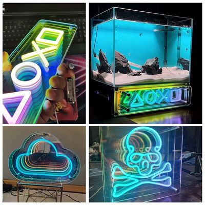 Pantalla de visualización de hologramas 3D acrílica LED señalización digital para espejos señalización de letras caja de luz