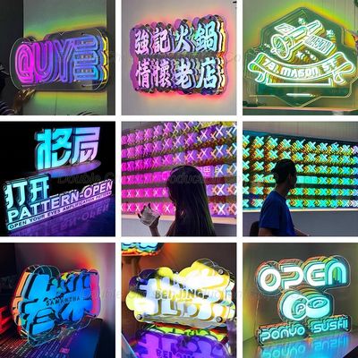 Pantalla de visualización de hologramas 3D acrílica LED señalización digital para espejos señalización de letras caja de luz