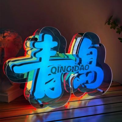 Efecto de espejo infinito personalizado Signos de neón letras caja de luz con efecto 3D colorido
