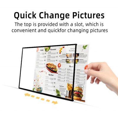 Cuadro de aluminio para escritorio interior LED Light Box Sign para pantalla de menú recargable A4 A5