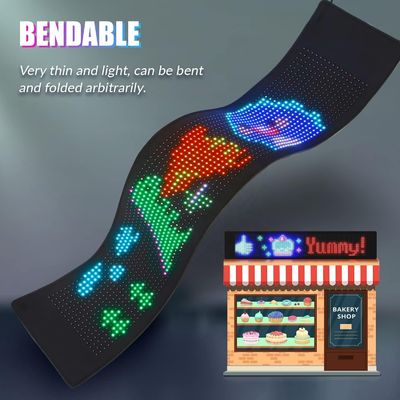 Pantalla LED flexible con paneles de matriz HD de color completo Control de APP de ventana trasera suave Signo de coche