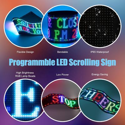 Pantalla LED flexible con paneles de matriz HD de color completo Control de APP de ventana trasera suave Signo de coche