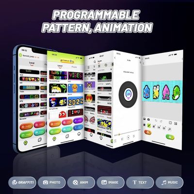Pantalla LED flexible con paneles de matriz HD de color completo Control de APP de ventana trasera suave Signo de coche