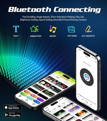 Señal de automóvil de tienda LED personalizable con control de aplicaciones 5 mm Panel de pitch de píxeles Tamaño 672x122mm