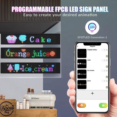 Señal de automóvil de tienda LED personalizable con control de aplicaciones 5 mm Panel de pitch de píxeles Tamaño 672x122mm