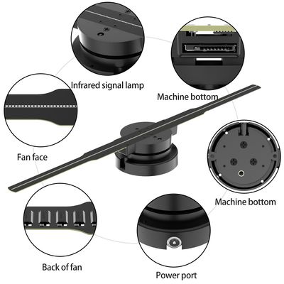 Ventilador de pantalla de holograma 3D LED Ventiladores holográficos con WiFi y alto brillo de 2100