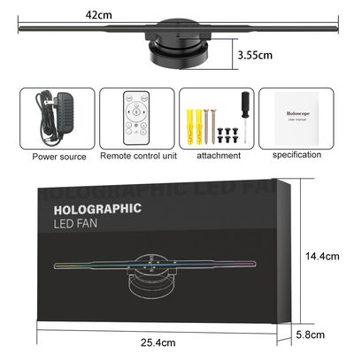 Ventilador de pantalla de holograma 3D LED Ventiladores holográficos con WiFi y alto brillo de 2100