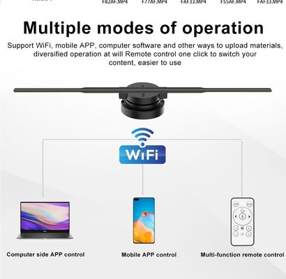 Ventilador de pantalla de holograma 3D LED Ventiladores holográficos con WiFi y alto brillo de 2100