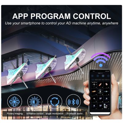 Fan de proyección holográfica Wifi de alta resolución de 62 cm con ángulo de visión de 176 ° y ventilador led