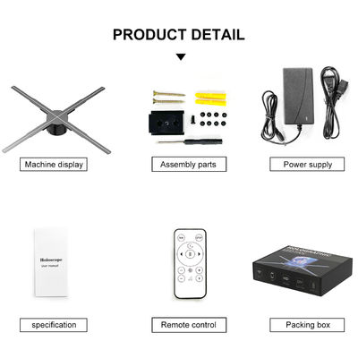 El ventilador LED de 62 cm para el brillo 1800 3D Holograma Display Control de la nube de publicidad