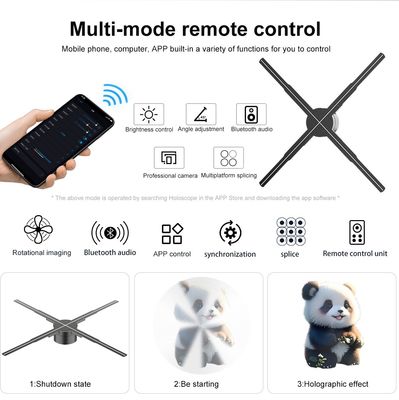 Proyector de pantalla holográfica 3D 52cm 4 cuchillas LED Fan Holograma de publicidad pantalla WIFI