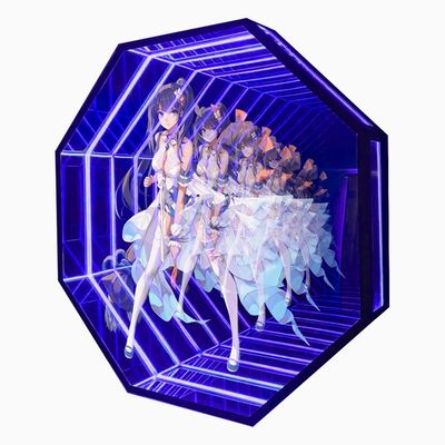 Colorido proyector de hologramas 3D espejo infinito neón abismo lámina de espejo visuales vibrantes