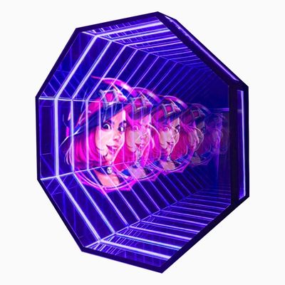 Fan de acero inoxidable 3D Holograma Abismo Capa Espejo Letras Espejo Publicidad Infinita