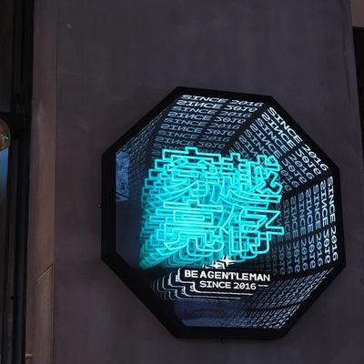 Cartel de neón de espejo infinito de acero inoxidable personalizado para decoración de tiendas 2024
