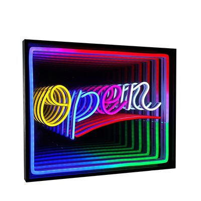 DC 12V LED de neón Infinity Mirror Signo acrílico para bares Fiestas Hoteles Tiendas Restaurantes